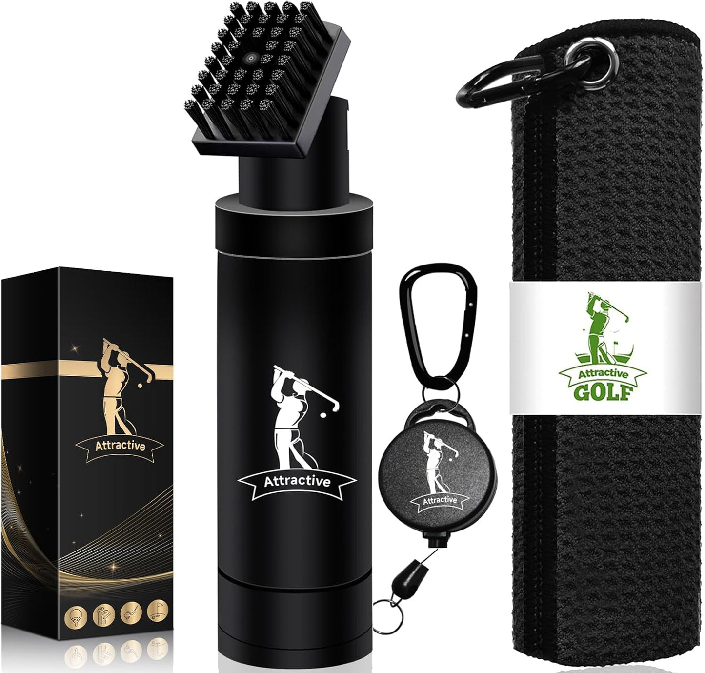 Golf Club Cleaner Set, Includes Golf Water Brush and Waffle Pattern Golf Towel. Golf Club Brush/Golf Accessories for Men/Golf Gifts