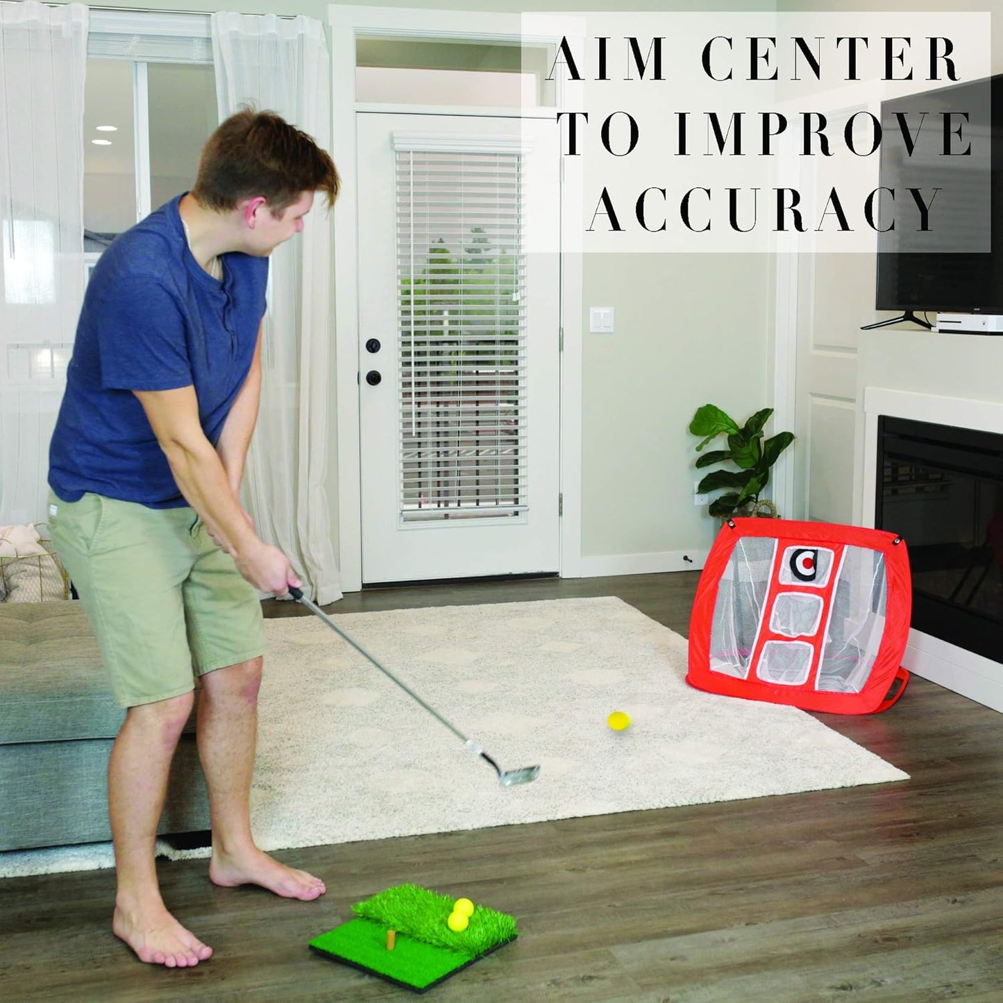 Pop up Golf Chipping Net with Dual-Lie Turf - Indoor/Outdoor Golf Net - Golf Game with Rubber Mat and Golf Practice Net - Golf Training Accessory with 12 Foam Golf Balls and Golf Tee…