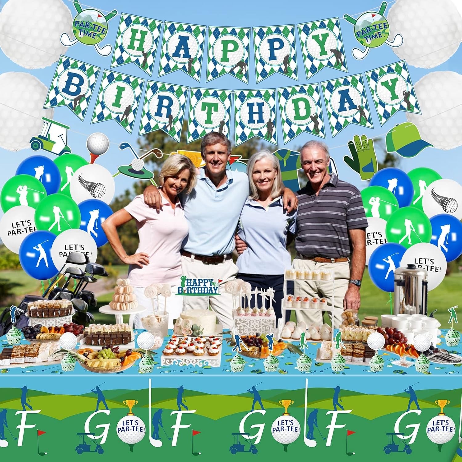 2 Pack Golf Party Tablecloths, 51X87'' Plastic Disposable Rectangle Golf Table Cover for Golf Theme Party Decorations, Golf Birthday Supplies, Par-Tee Decor, Golf Events