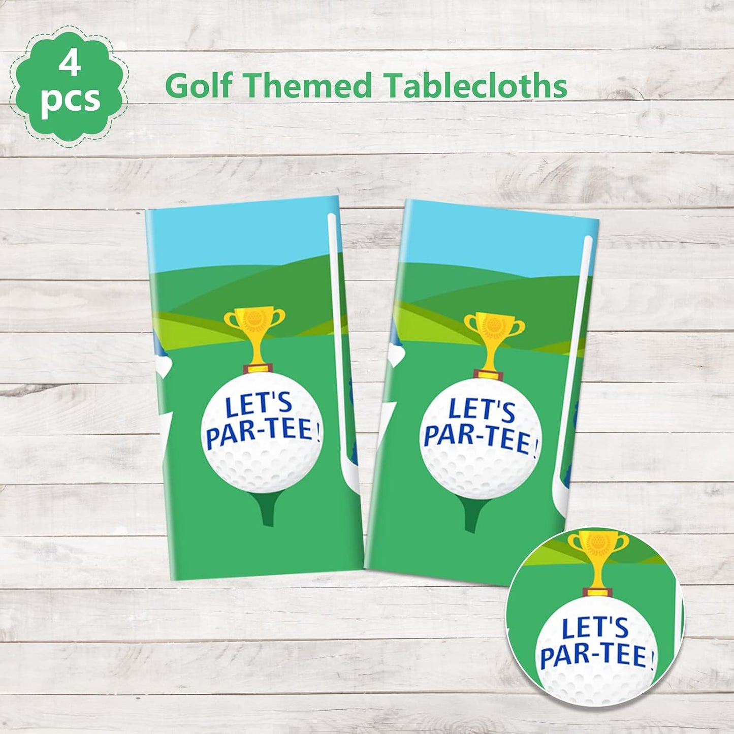 2 Pack Golf Party Tablecloths, 51X87'' Plastic Disposable Rectangle Golf Table Cover for Golf Theme Party Decorations, Golf Birthday Supplies, Par-Tee Decor, Golf Events