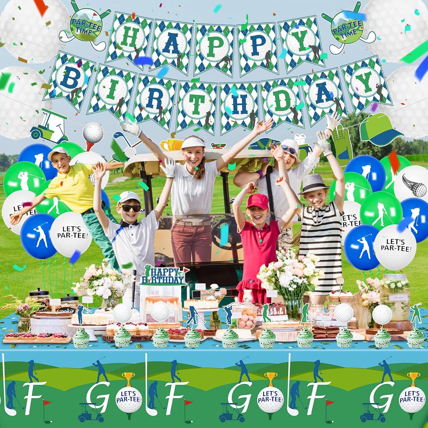 2 Pack Golf Party Tablecloths, 51X87'' Plastic Disposable Rectangle Golf Table Cover for Golf Theme Party Decorations, Golf Birthday Supplies, Par-Tee Decor, Golf Events