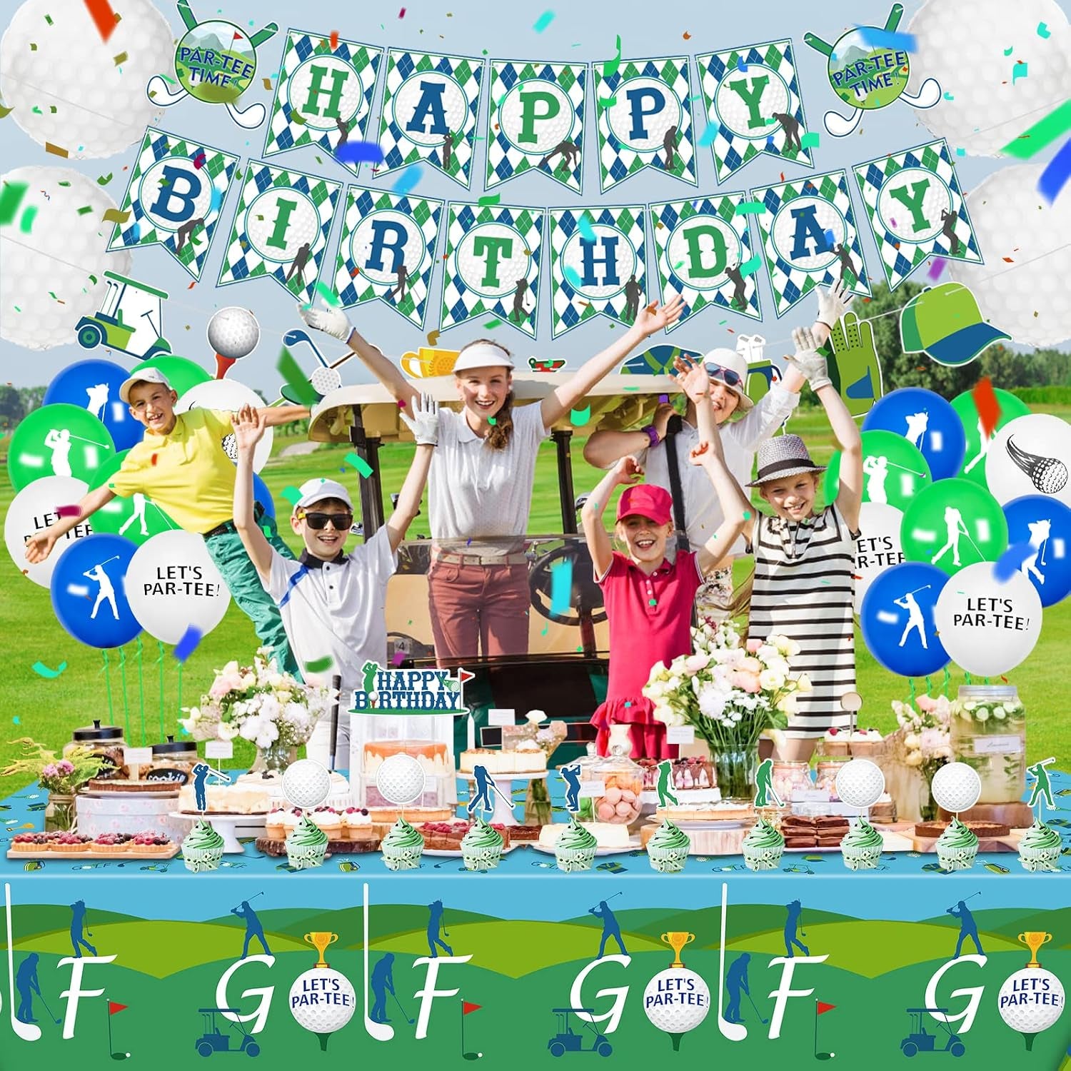 2 Pack Golf Party Tablecloths, 51X87'' Plastic Disposable Rectangle Golf Table Cover for Golf Theme Party Decorations, Golf Birthday Supplies, Par-Tee Decor, Golf Events