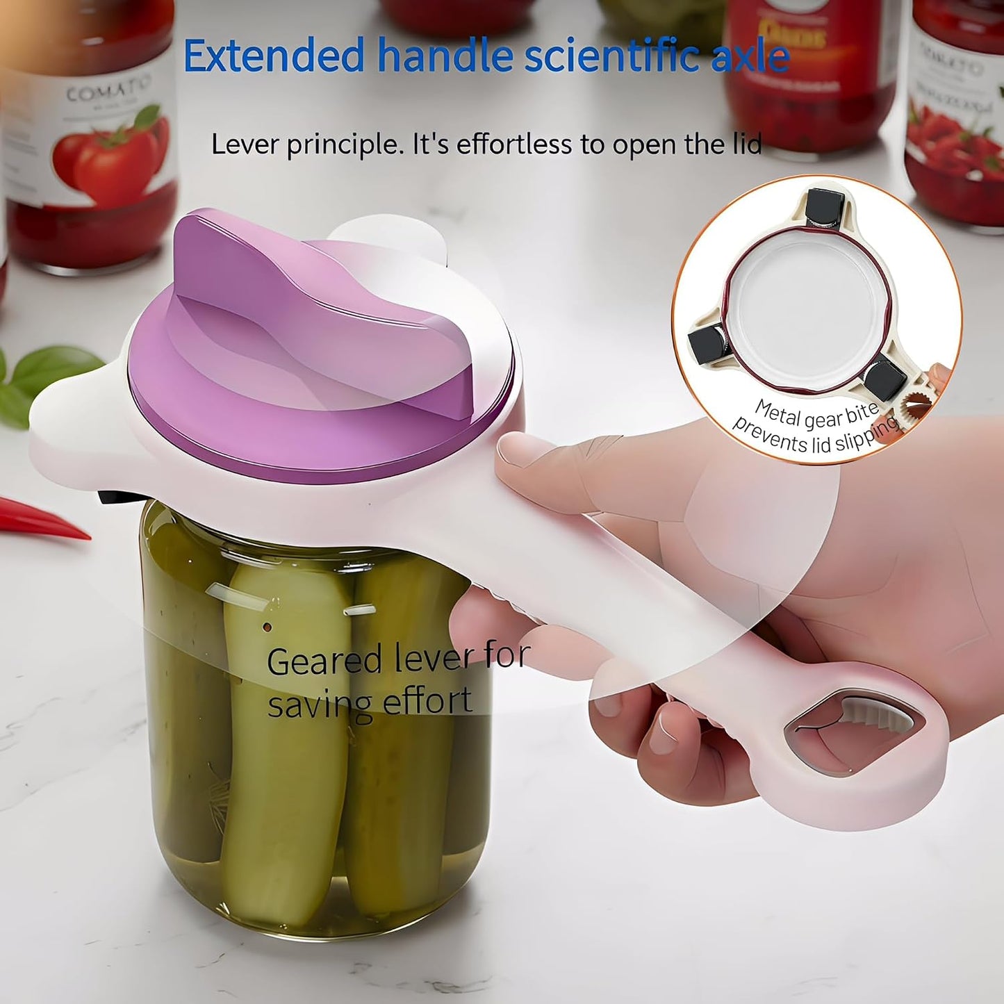 4-In-1 Adjustable Jar Opener – Stainless Steel Lid & Bottle Opener, Heavy Duty Easy Grip for Weak Hands, Fits 1–4 Inch Caps, Kitchen Tool for Seniors & Arthritis (Green)