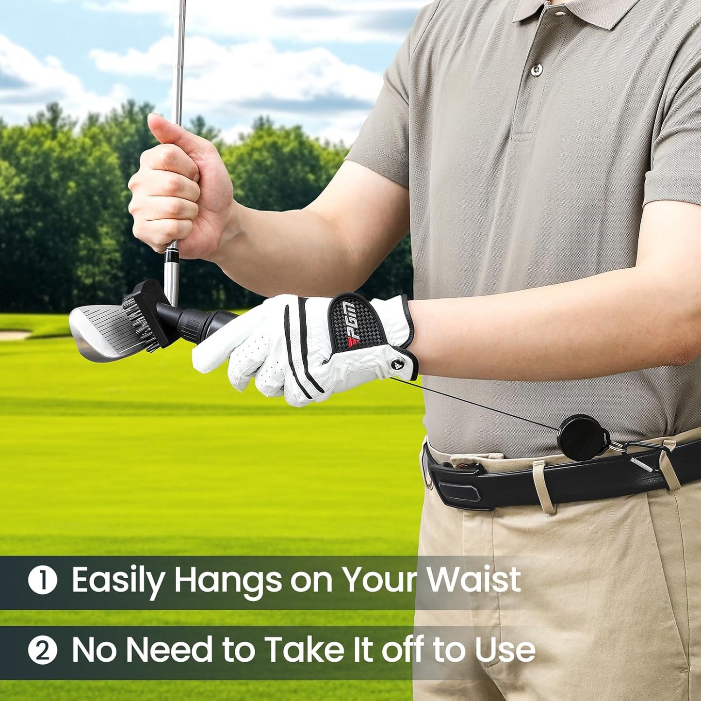 Golf Club Brush Cleaner with Golf Groove Sharpener Tool, 3 Replacement Brush Heads, 2 Retractable Clip，Golf Bag Golf Accessories for Men, Golf Gifts, Golf Ball Cleaner, Golf Cleaning Kit, Golf Stuff