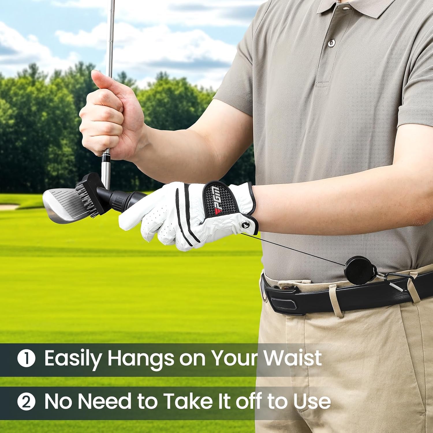 Golf Club Brush Cleaner with Golf Groove Sharpener Tool, 3 Replacement Brush Heads, 2 Retractable Clip，Golf Bag Golf Accessories for Men, Golf Gifts, Golf Ball Cleaner, Golf Cleaning Kit, Golf Stuff