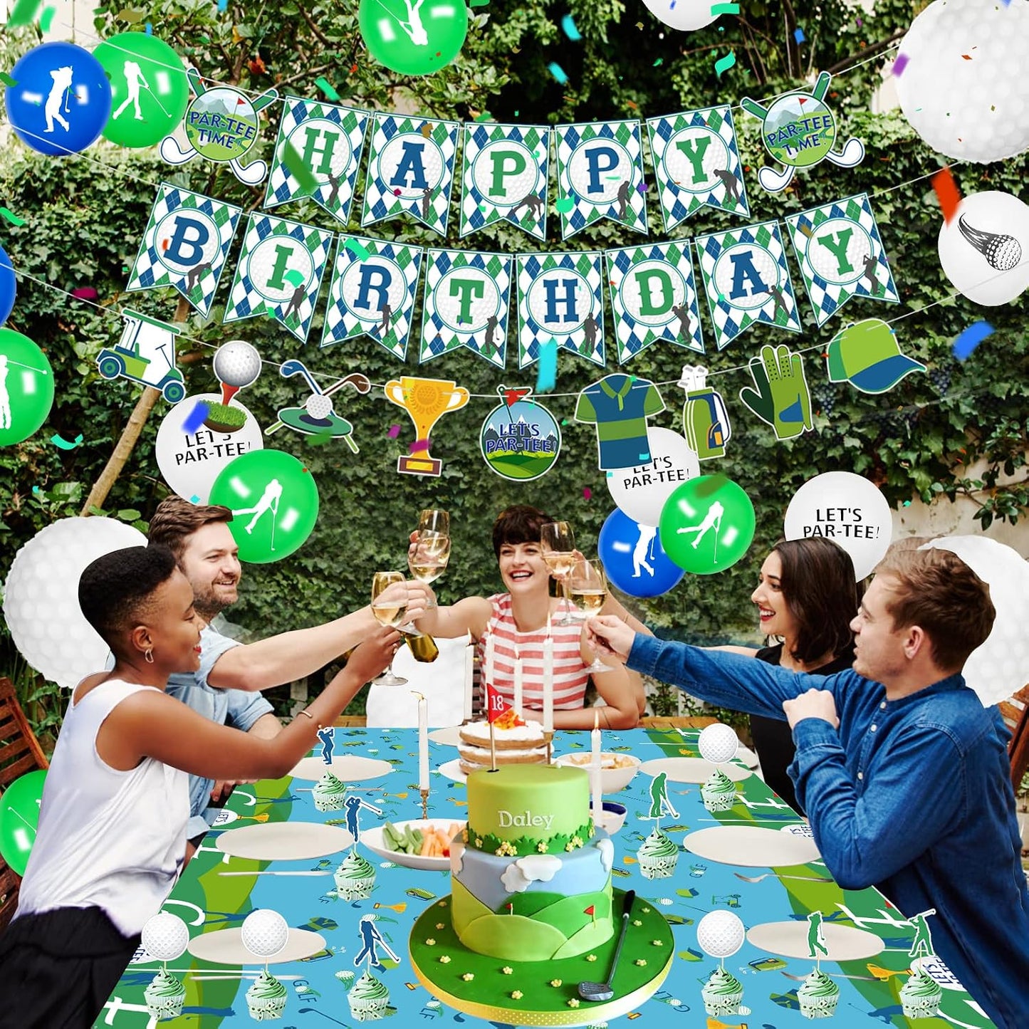 2 Pack Golf Party Tablecloths, 51X87'' Plastic Disposable Rectangle Golf Table Cover for Golf Theme Party Decorations, Golf Birthday Supplies, Par-Tee Decor, Golf Events