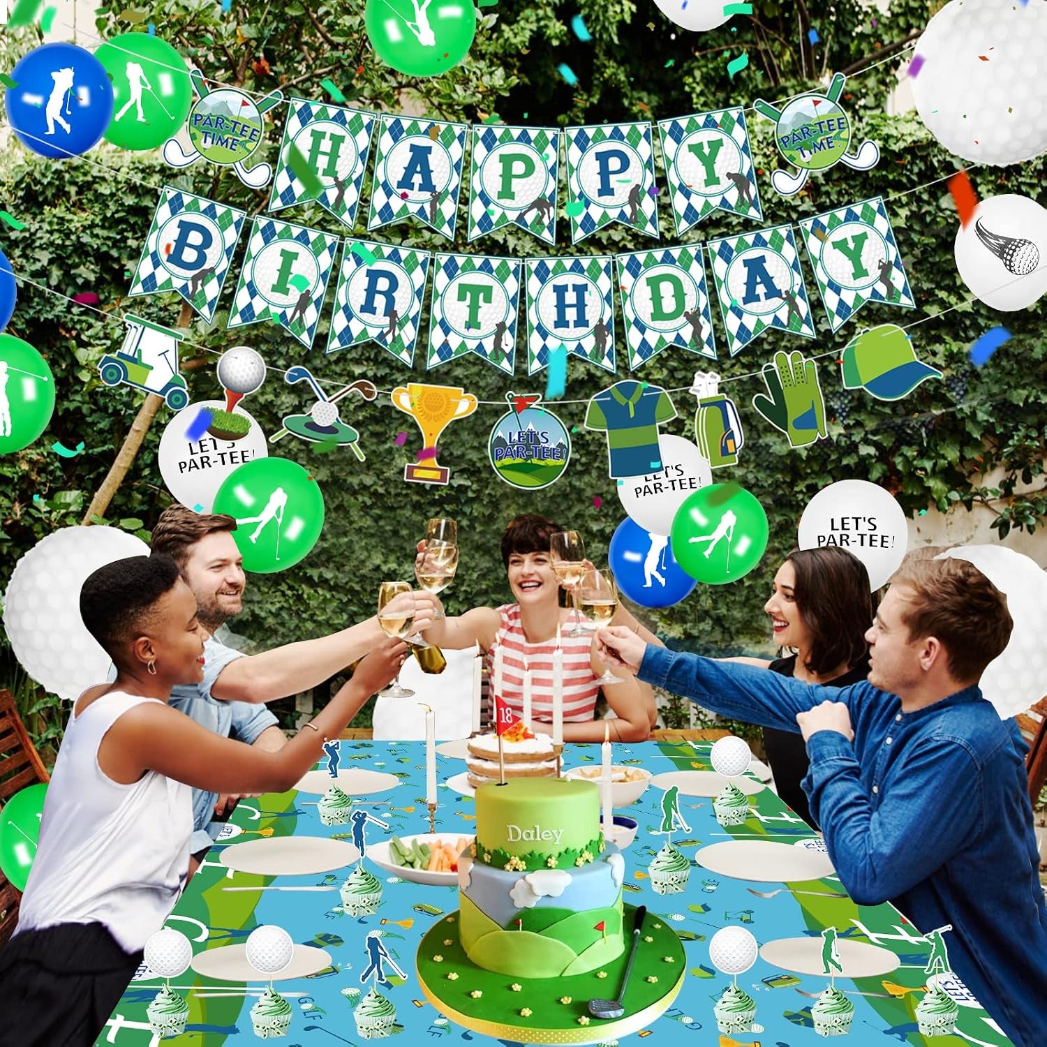 2 Pack Golf Party Tablecloths, 51X87'' Plastic Disposable Rectangle Golf Table Cover for Golf Theme Party Decorations, Golf Birthday Supplies, Par-Tee Decor, Golf Events