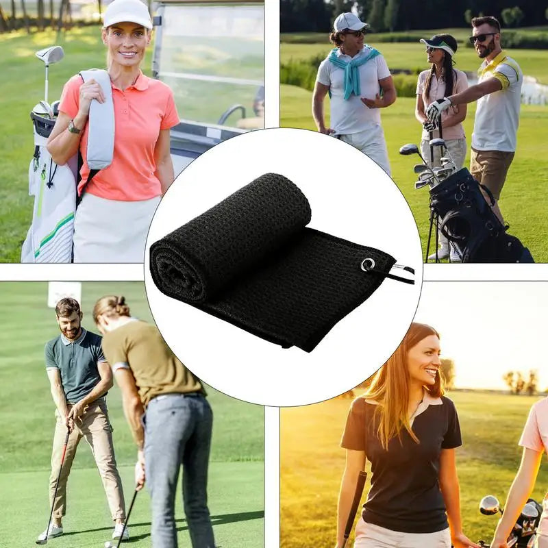 Golf Towel Microfiber Fabric for Golf Lovers Soft Absorbent Golf Club Cleaner Rag Clip Golf Accessories Golf Club Cleaning Towel