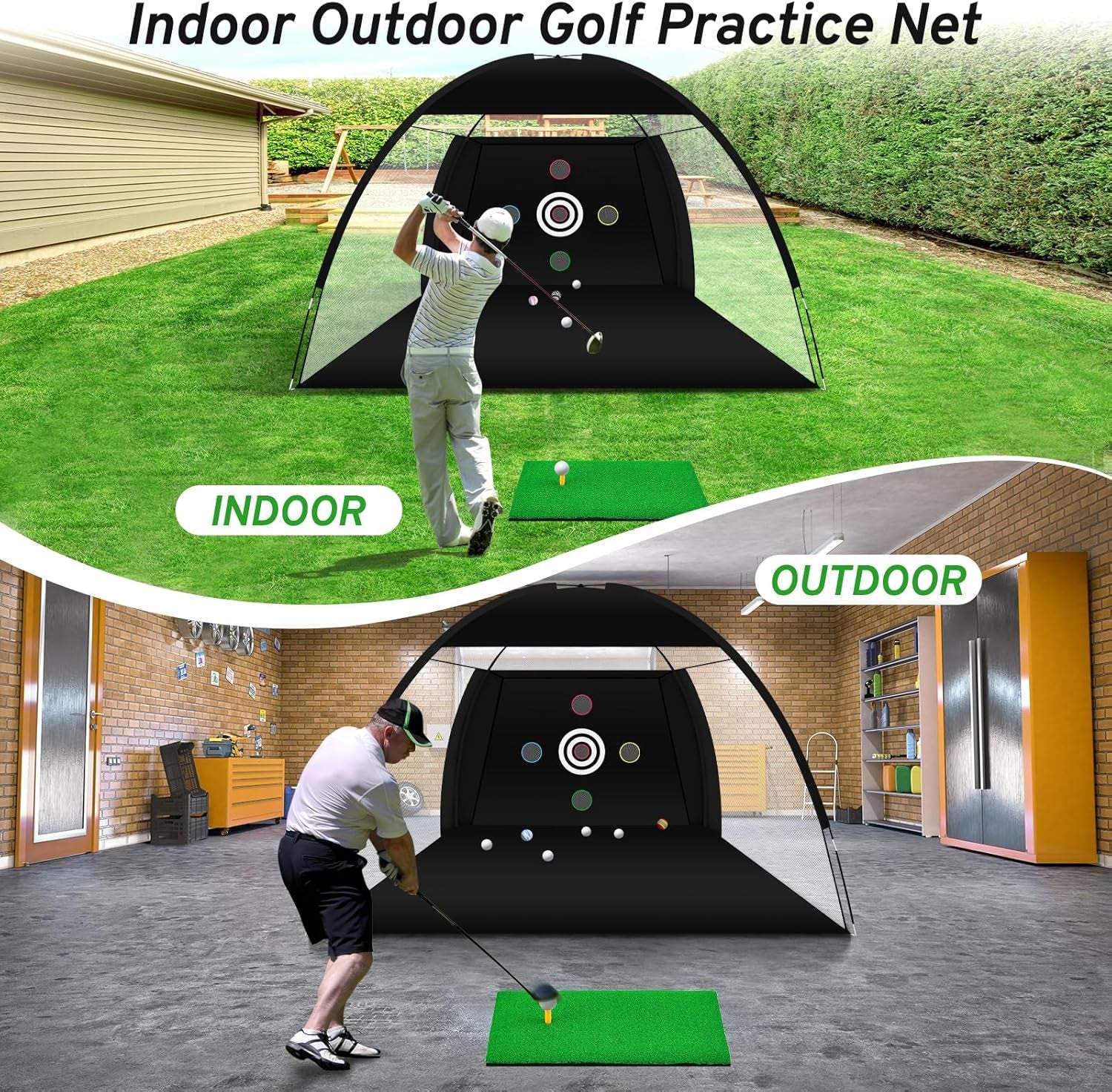 Golf Net, Golf Practice Net with Golf Hitting Mat, Home Golf Hitting Aid Nets for Backyard Driving Chipping Swing Training with Target/Balls/Tee/Bag Golf Accessories Gifts for Men/Golf Lovers