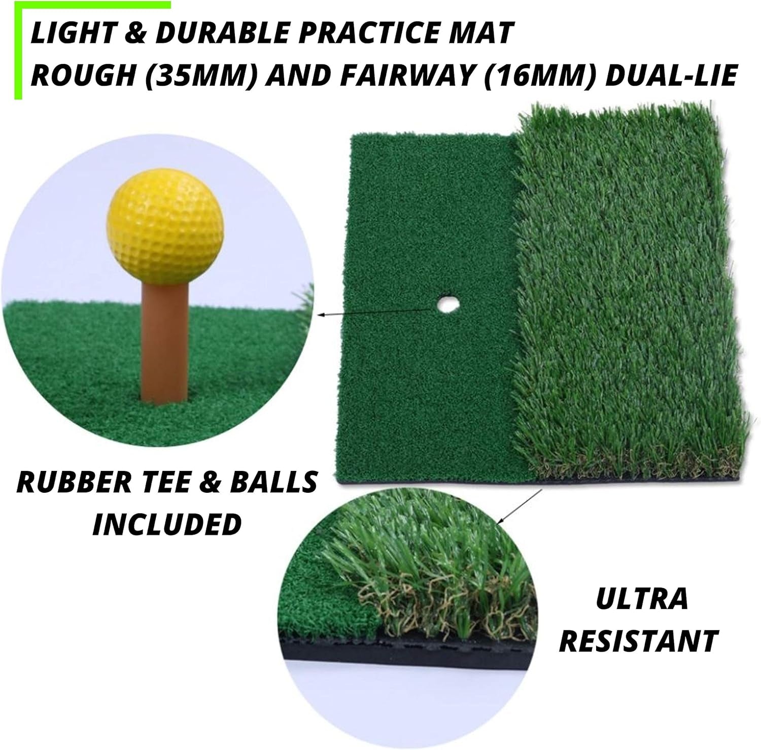 Pop up Golf Chipping Net with Dual-Lie Turf - Indoor/Outdoor Golf Net - Golf Game with Rubber Mat and Golf Practice Net - Golf Training Accessory with 12 Foam Golf Balls and Golf Tee…