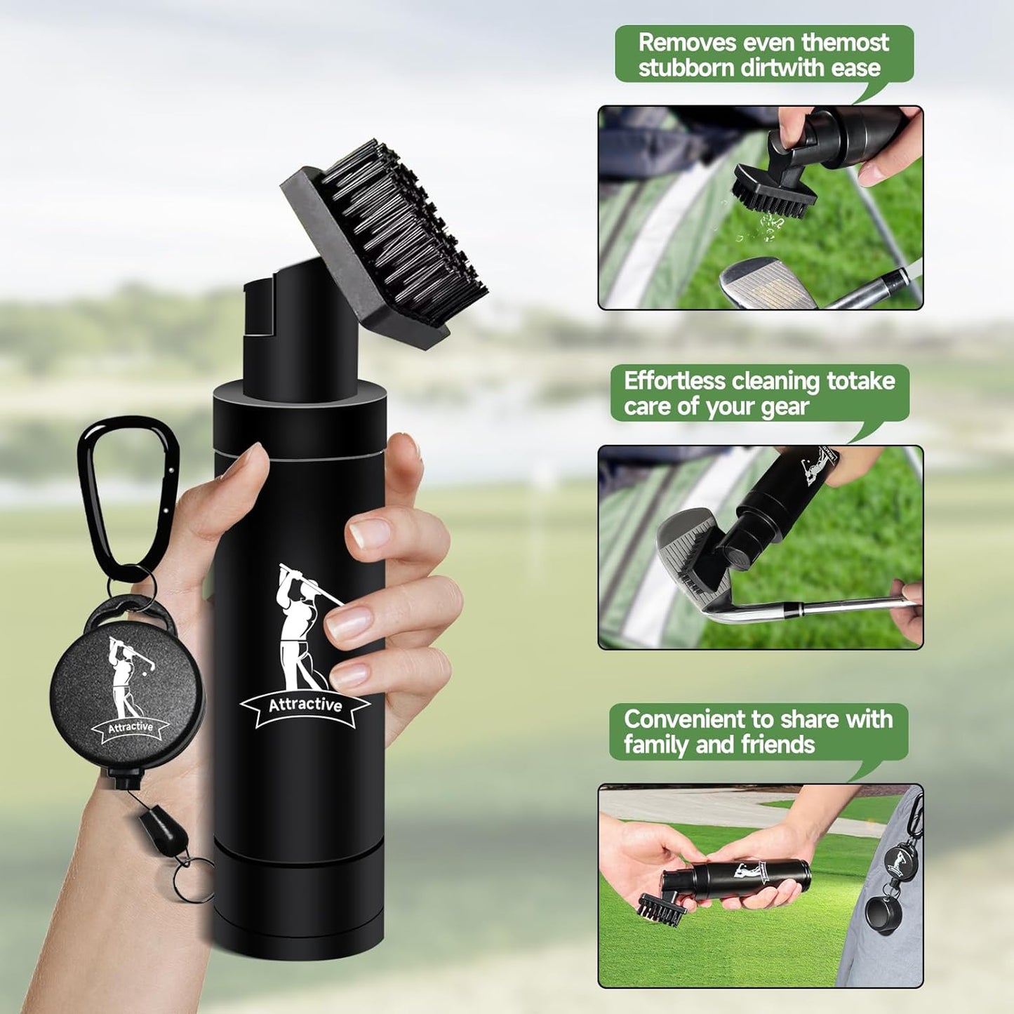 Golf Club Cleaner Set, Includes Golf Water Brush and Waffle Pattern Golf Towel. Golf Club Brush/Golf Accessories for Men/Golf Gifts