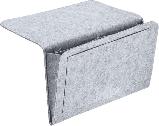 13In Bedside Caddy, Bed Caddy Bedside Organizer Hanging 5 Pocket Soft Bed Pockets Bedside Storage Organizer Remote Control Holder for Bedroom Phones Glasses, Light Grey